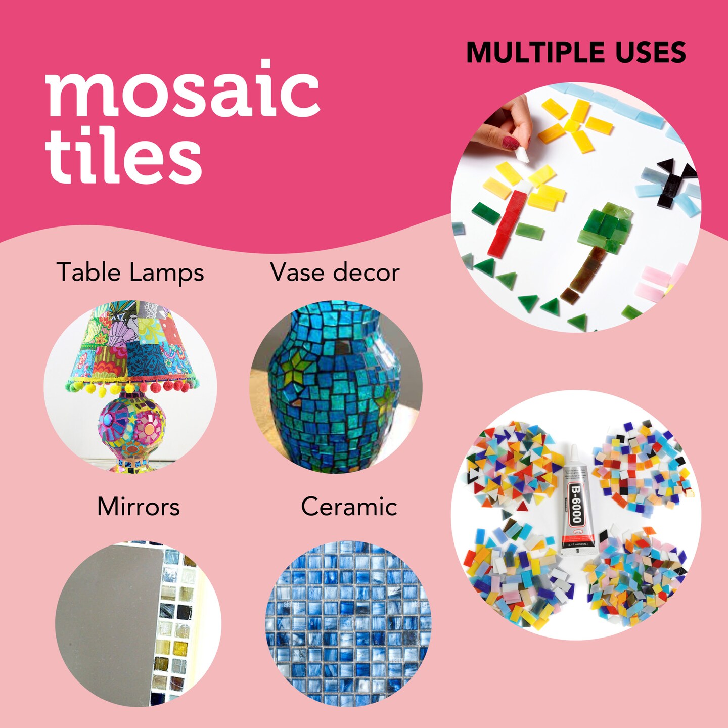 Incraftables Mosaic Tiles for Crafts (530 Pieces). Assorted Mosaic