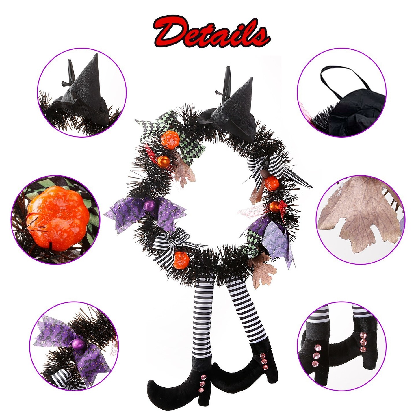 Halloween Witch Wreath | Door Decorations | Handmade Artificial Party Hanging Garland