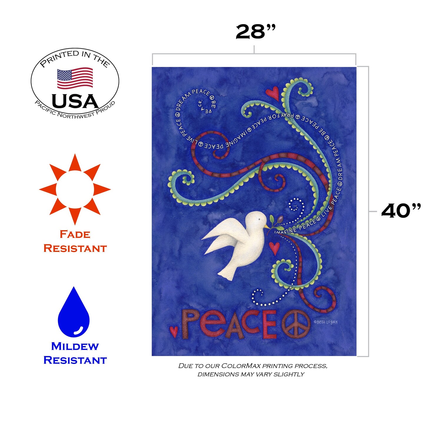 Peace Dove Decorative Bird Flag