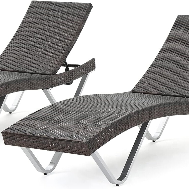 GDF Studio Manuela Outdoor Multibrown Wicker Chaise Lounge Chairs (Set of 2)
