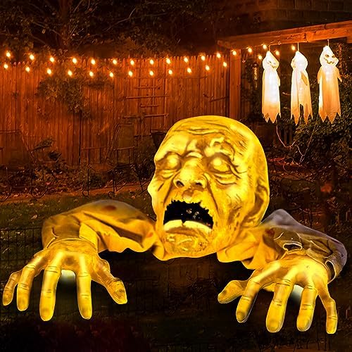 VATOS Halloween Outdoor Decoration Groundbreaker - Skeleton Zombie Stakes with Light, Scary Creepy Graveyard Halloween Decor for Yard, Lawn, Garden, Indoor, Halloween Haunted House Prop D&#xE9;cor