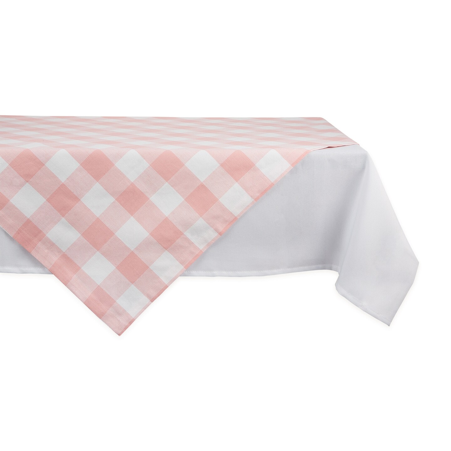 Contemporary Home Living Checkered Square Cotton Tablecloth - 40&#x22; - Soft Pink and White