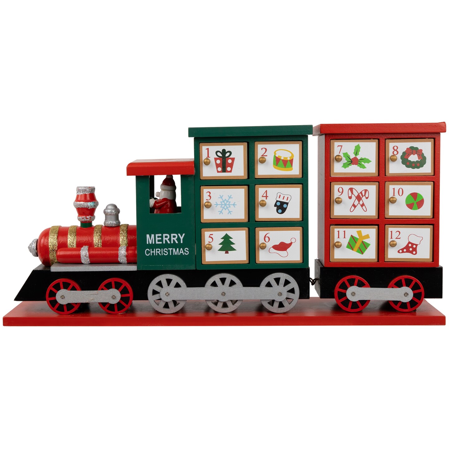 Northlight 16.5" Locomotive Train Wooden Christmas Advent Calendar