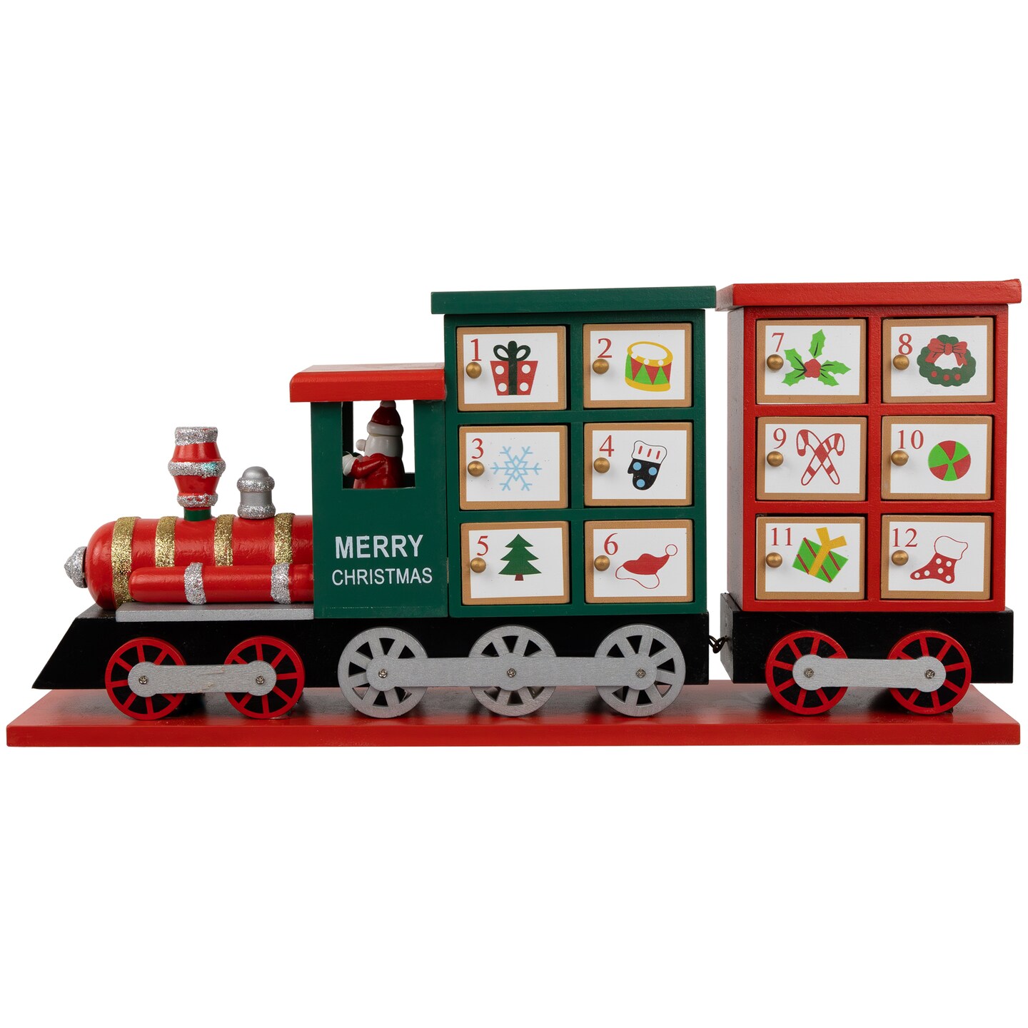 Northlight 16.5&#x22; Locomotive Train Wooden Christmas Advent Calendar