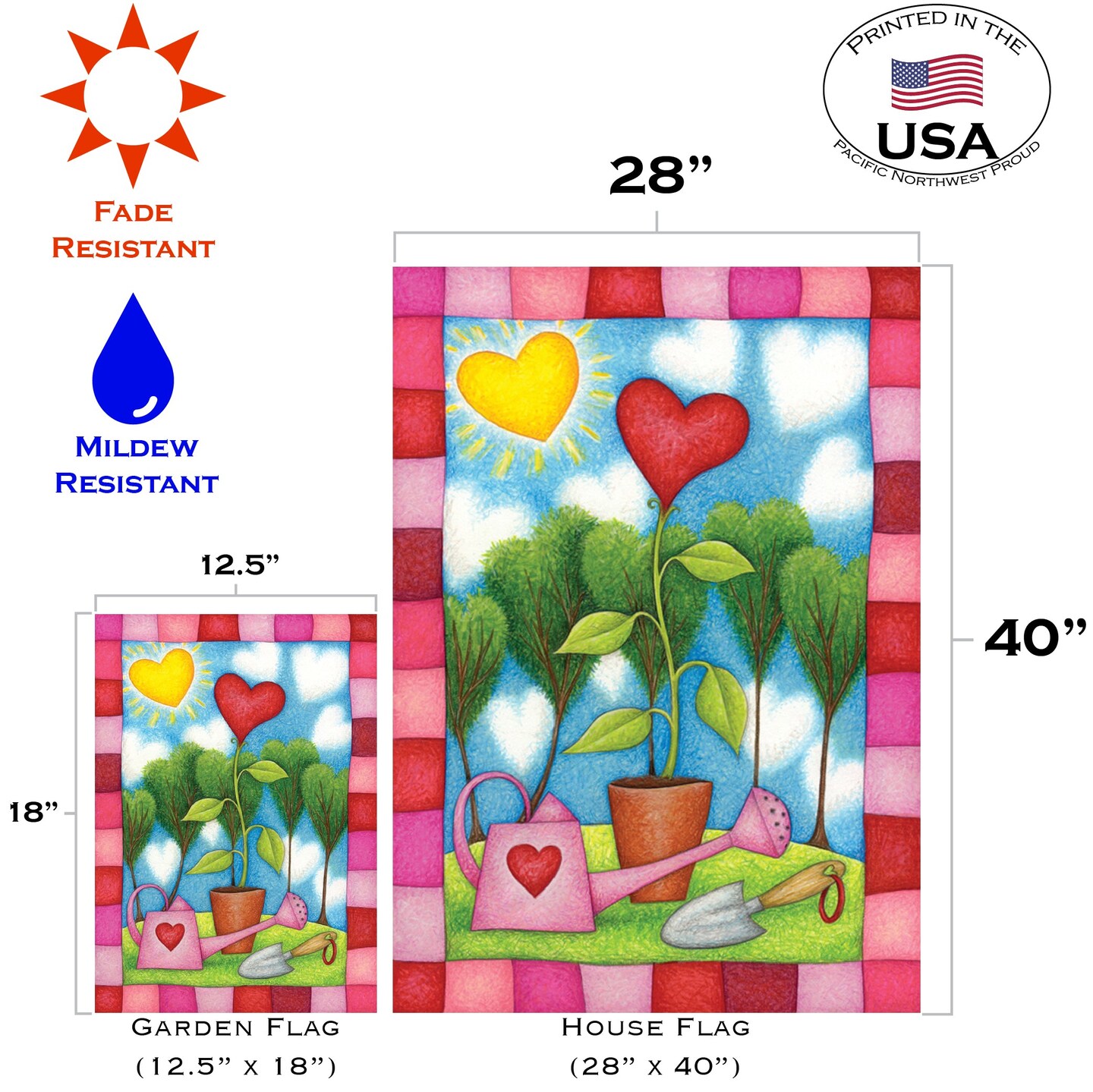 Heart Garden Decorative Valentine Flag
