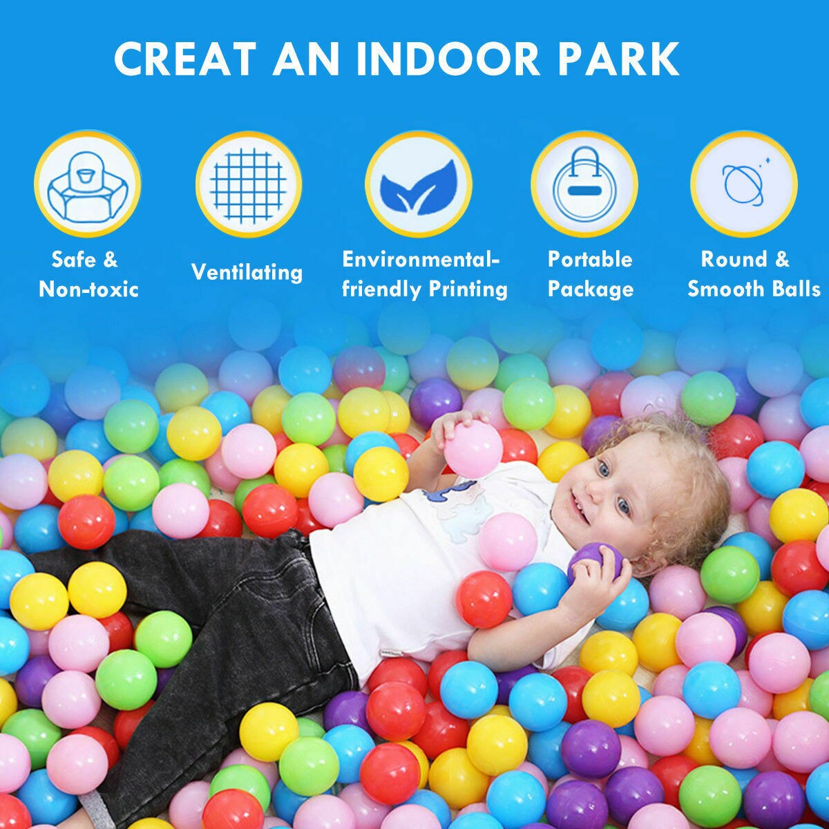 Multi-Color Ball Pit Tent for Kids Foldable Indoor-Outdoor Playhouse with 100 Balls