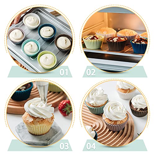 Katbite 24 Pack Silicone Cupcake Baking Cups Liners