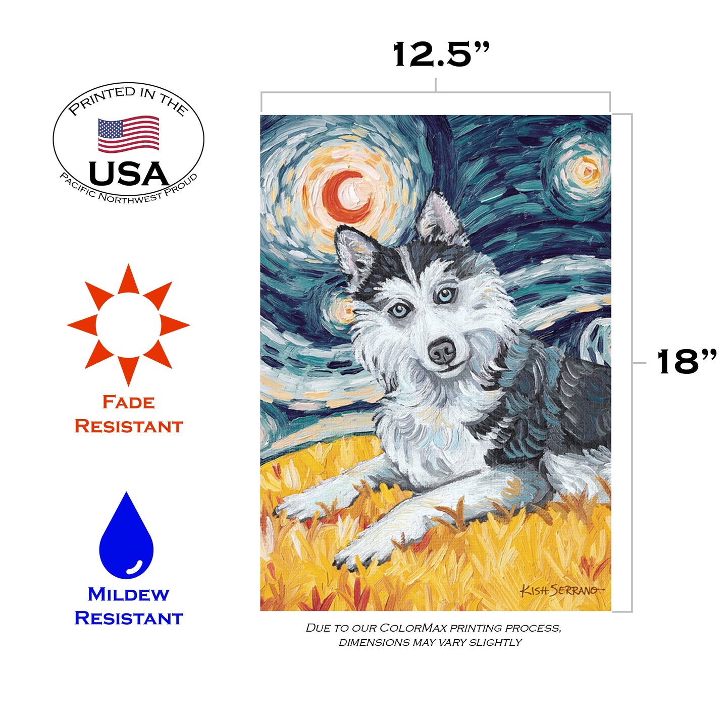 Van Growl-Siberian Husky Decorative Dog Flag