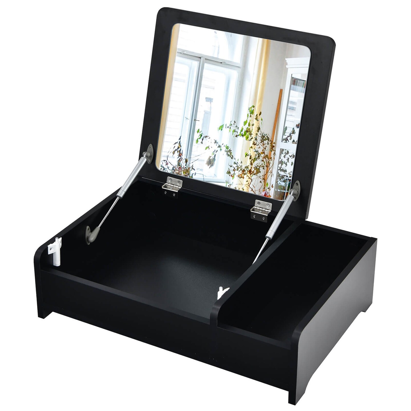 Compact Bay Window Makeup Dressing Table with Flip-Top Mirror