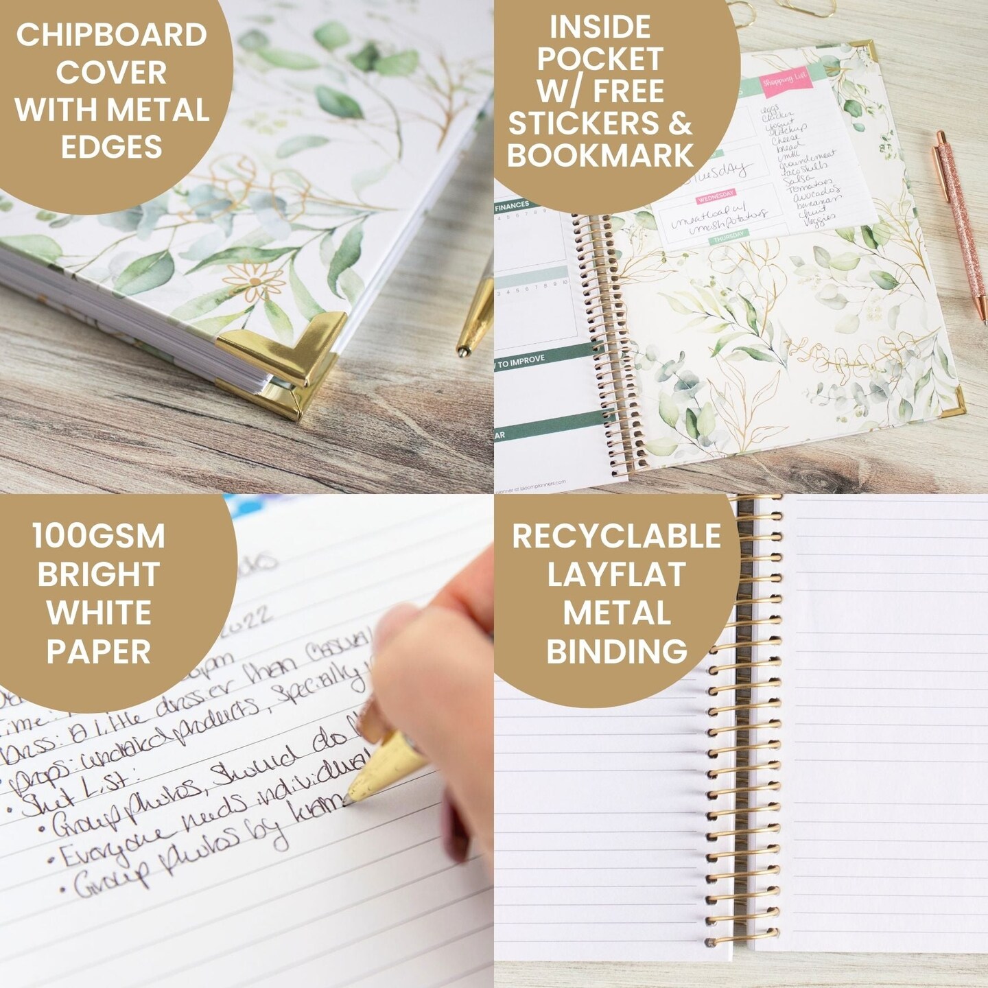 bloom daily planners 2024 Hard Cover Planner, 8.5&#x22; x 11&#x22;, Eucalyptus