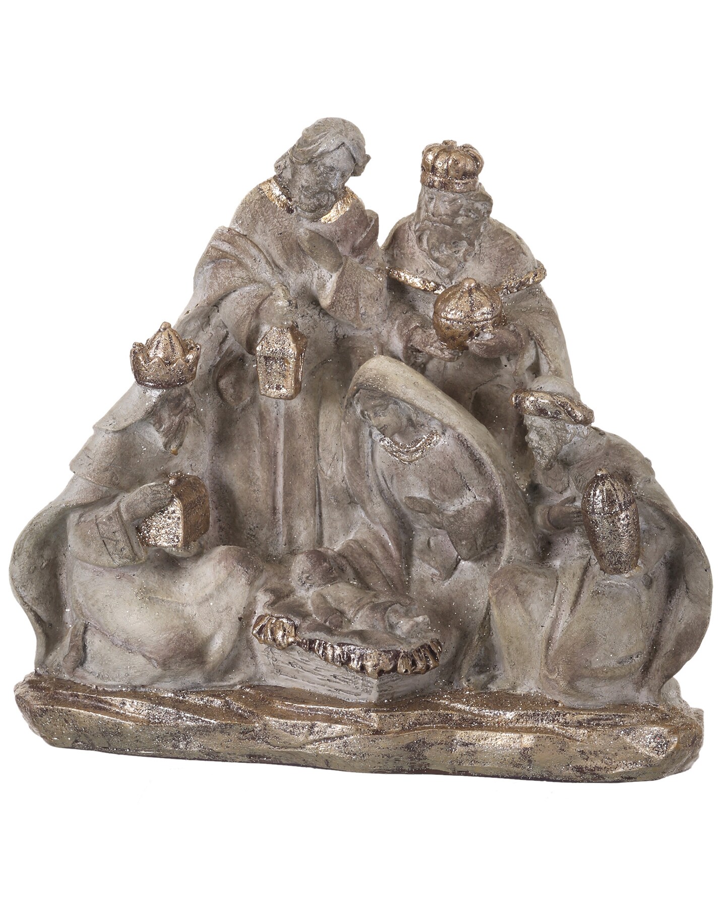 Contemporary Home Living 8.50" Aged Glittered Nativity Scene Tabletop Christmas Decoration