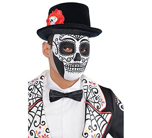 Day of the Dead Top Hat Costume Accessory - One Size, Black - 1 Pc.