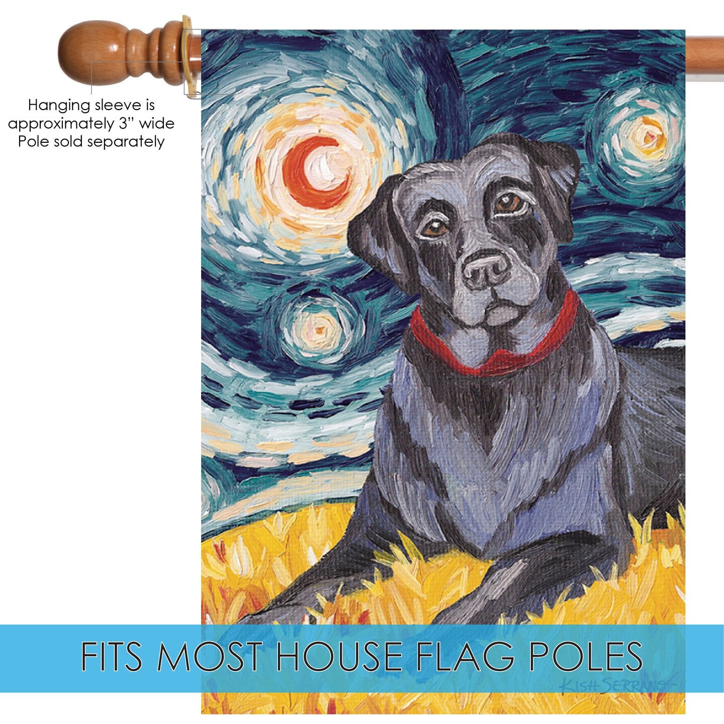 Van Growl-Black Lab Decorative Dog Flag