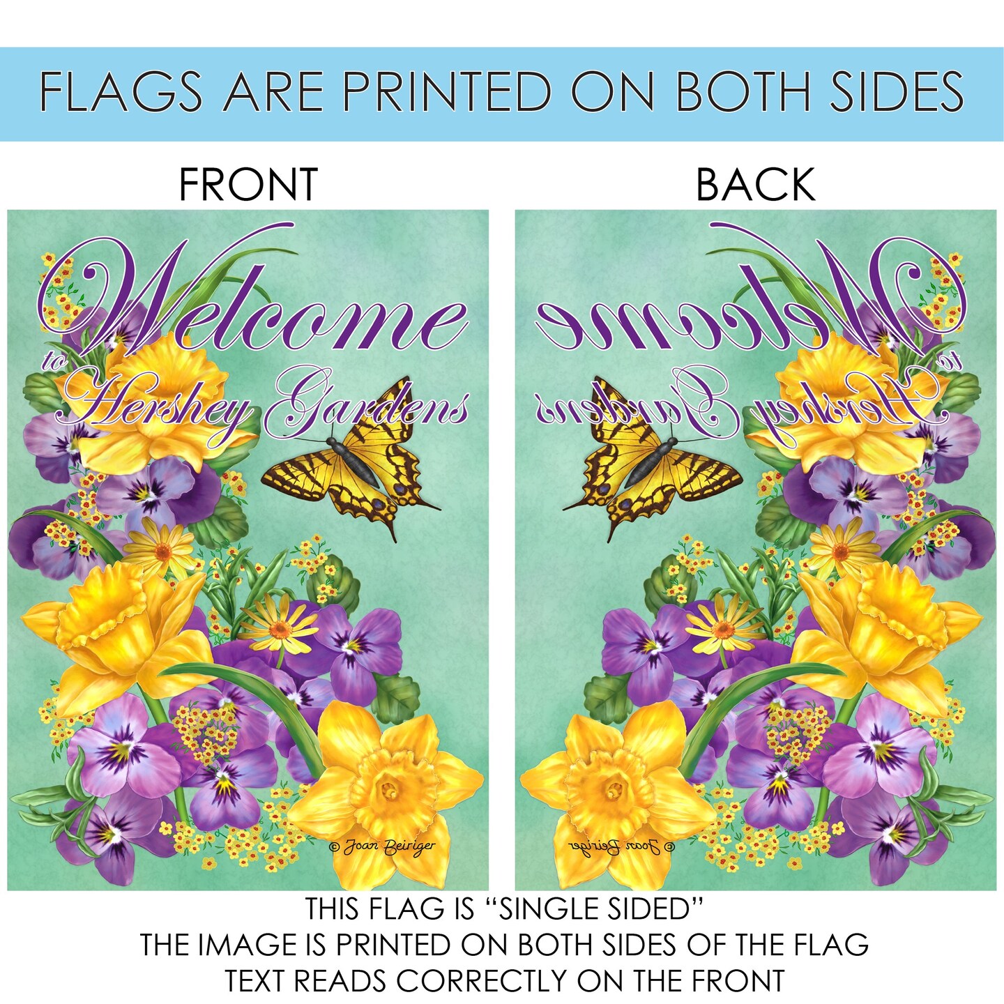 Frolic in the Flowers-Welcome to Hershey Decorative Flower Flag