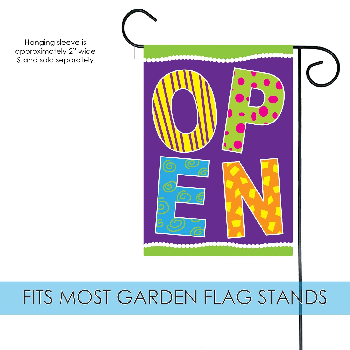 Purple Open Decorative Business Double Sided Flag