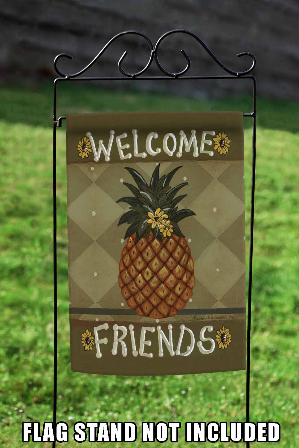 Welcome Friends Decorative Pineapple Double Sided Flag