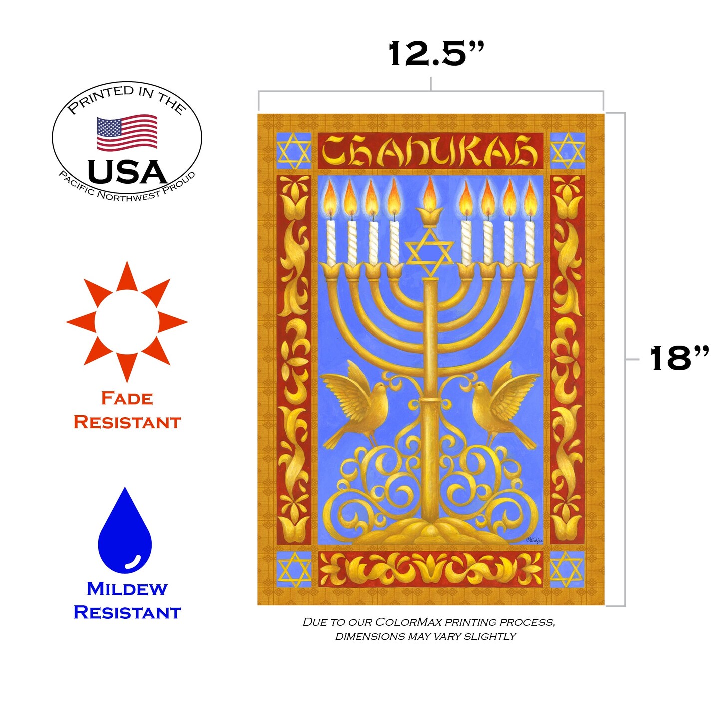 Festival Of Lights Decorative Menorah Flag