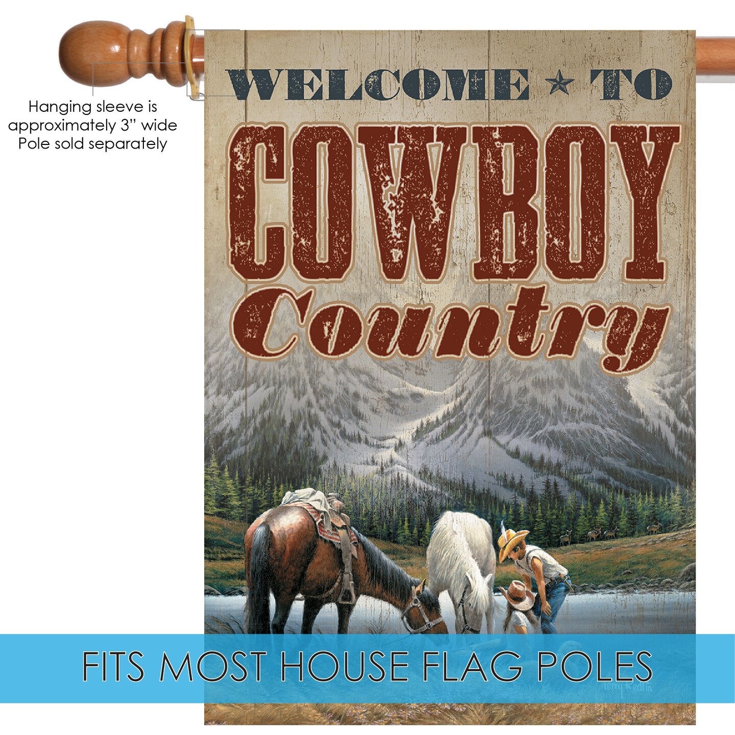 Cowboy Country Decorative Welcome Flag