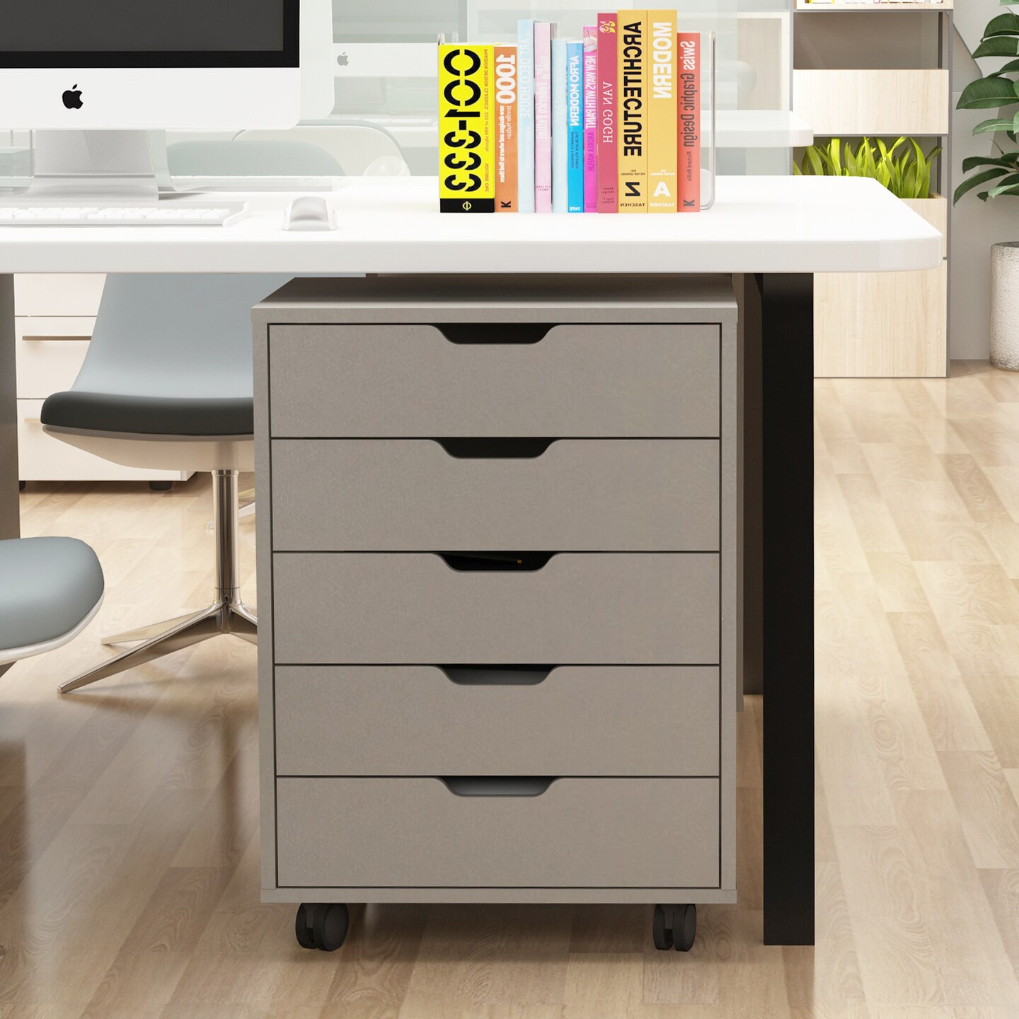 Small Rolling Filing Cabinet with Printer Rack