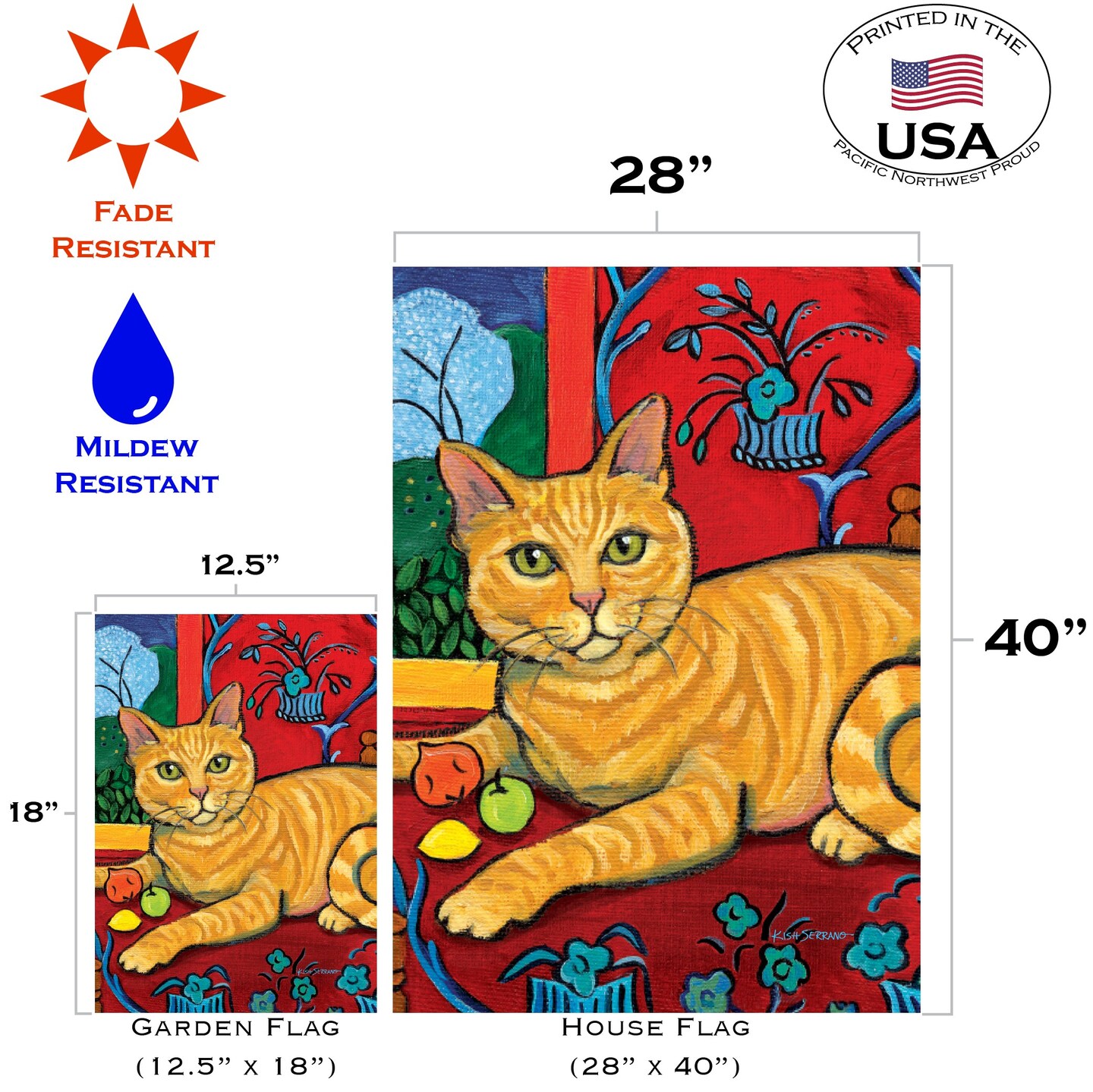 Cattise- Orange Tabby Decorative Cat Flag