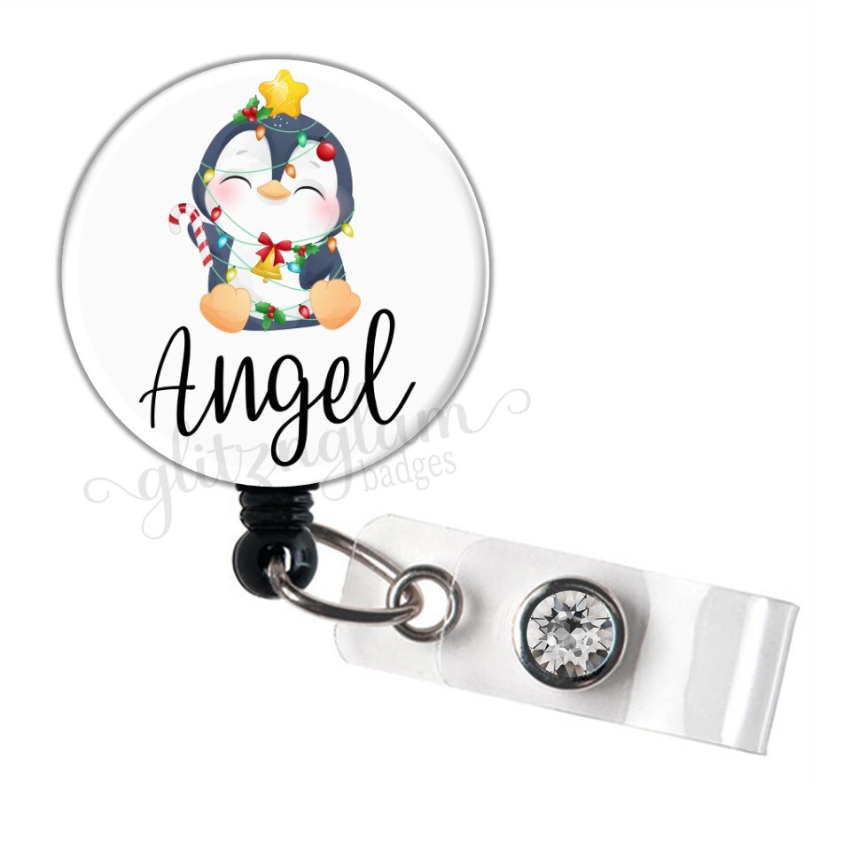  Retractable Badge Holder with Key Ring Penguin