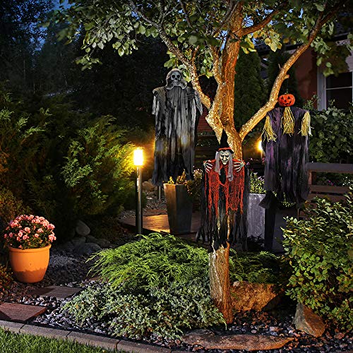 JOYIN 3 Pack 35&#x22; Hanging Ghost Halloween Decorations,Grim Reapers Hanging Witch for Halloween Outdoor Decorations(One Grim Reaper,One Hanging Witch,and One Hanging Reapers)