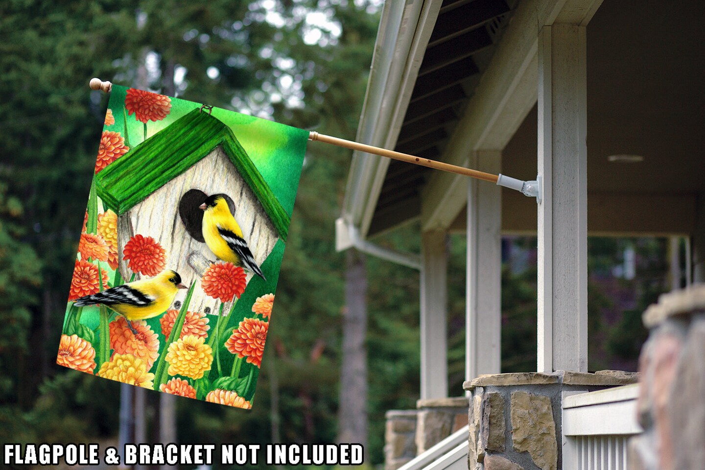 Goldfinch Birdhouse Decorative Bird Flag