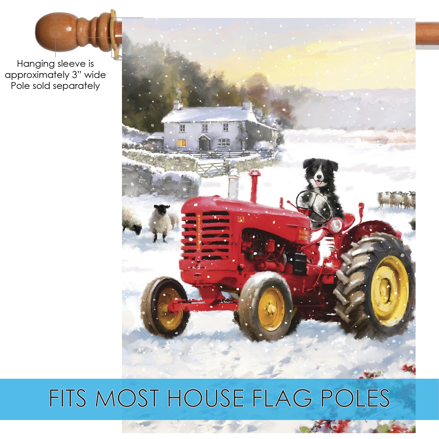 Tractor Dog Decorative Winter Flag