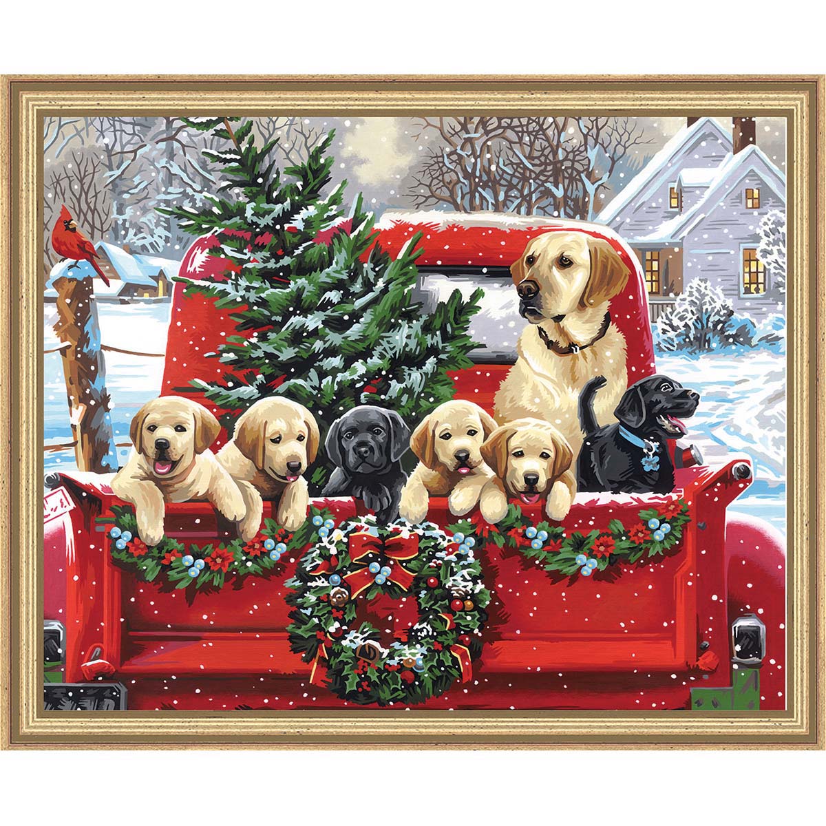 Paintworks Holiday Puppy Truck Kit & Frame Paint by Number Kit Michaels