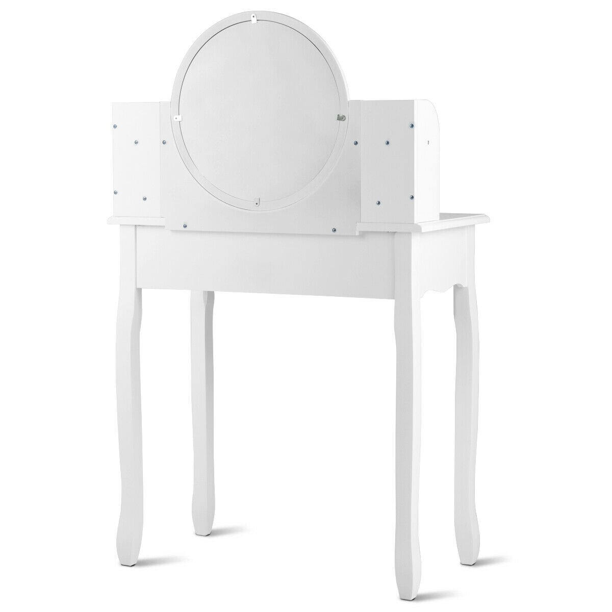 Makeup Vanity Table Set Girls Dressing Table with Drawers Oval Mirror