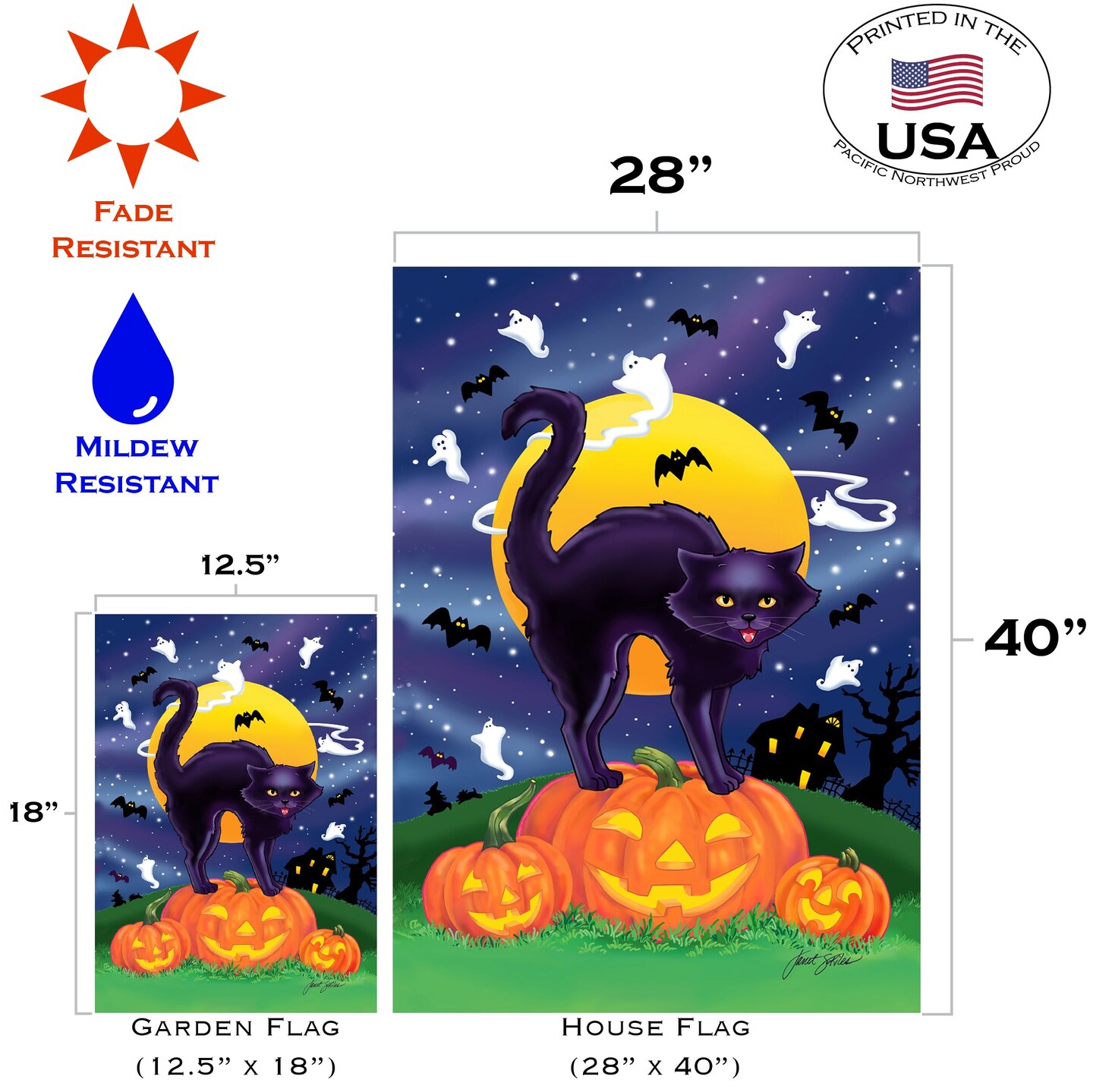 Black Cat Decorative Halloween Flag
