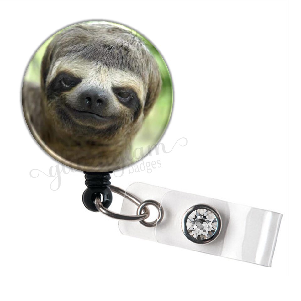 Cute Sloth Retractable Badge Holder, Sloth Badge Reel, Animal