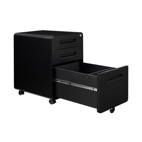 Mobile File Cabinet with Lock and Key | 3 Drawer Metal Storage Filing with Anti tilt Wheels for Home &#x26; Office