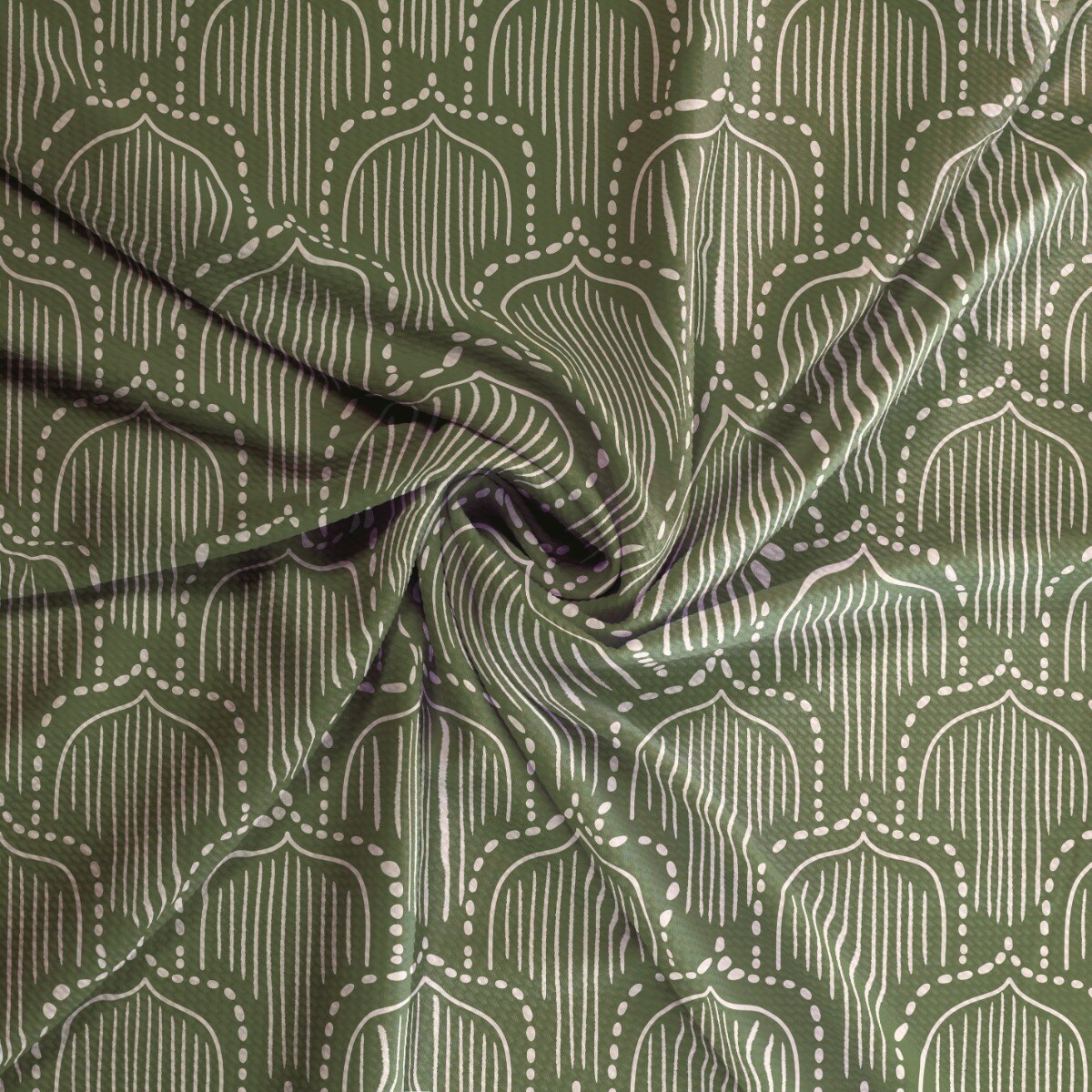 Moss Green Abstract Boho Leaf Bullet Fabric 6&#x22; Strip