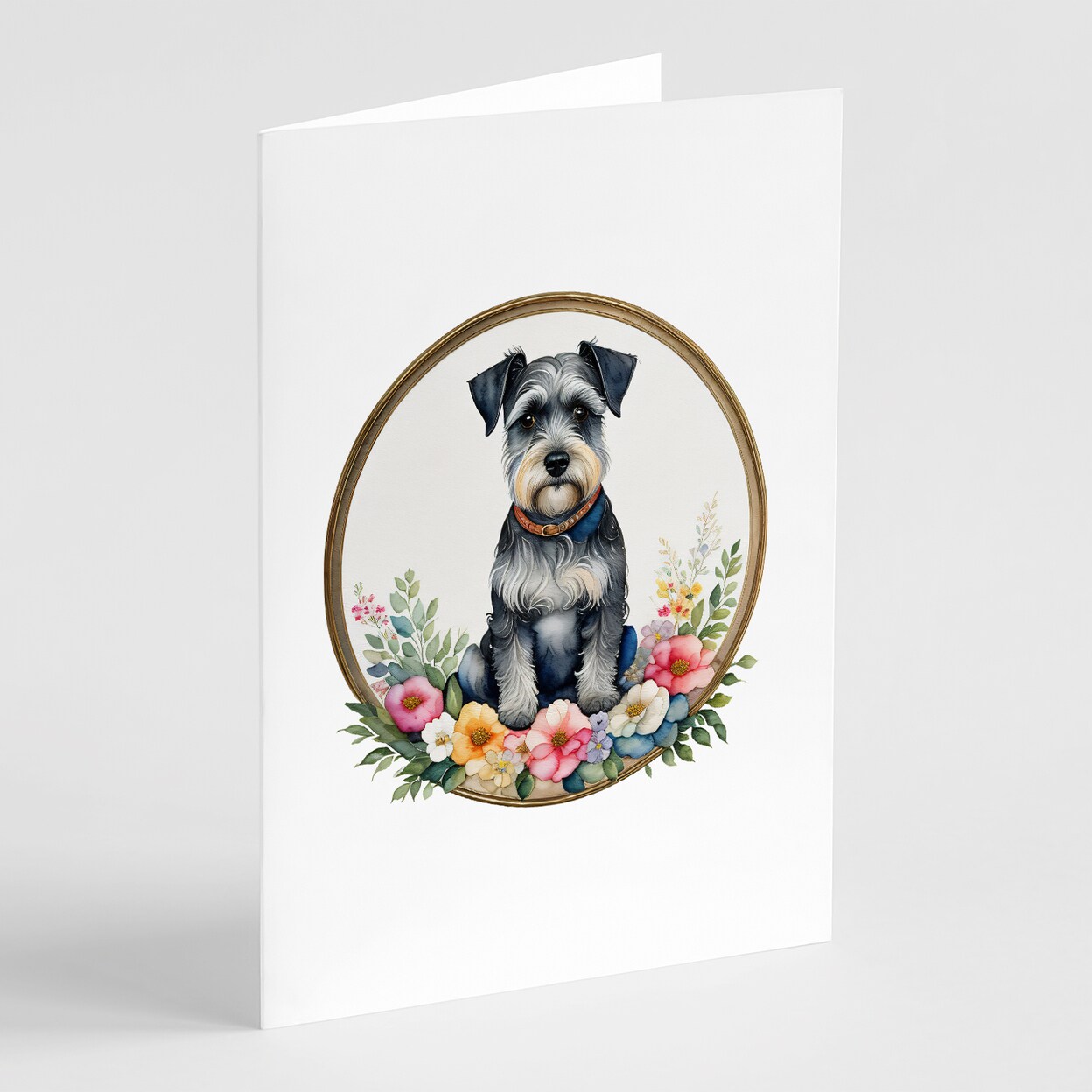 Caroline&#x27;s Treasures Schnauzer and Flowers Greeting Cards and Envelopes Pack of 8