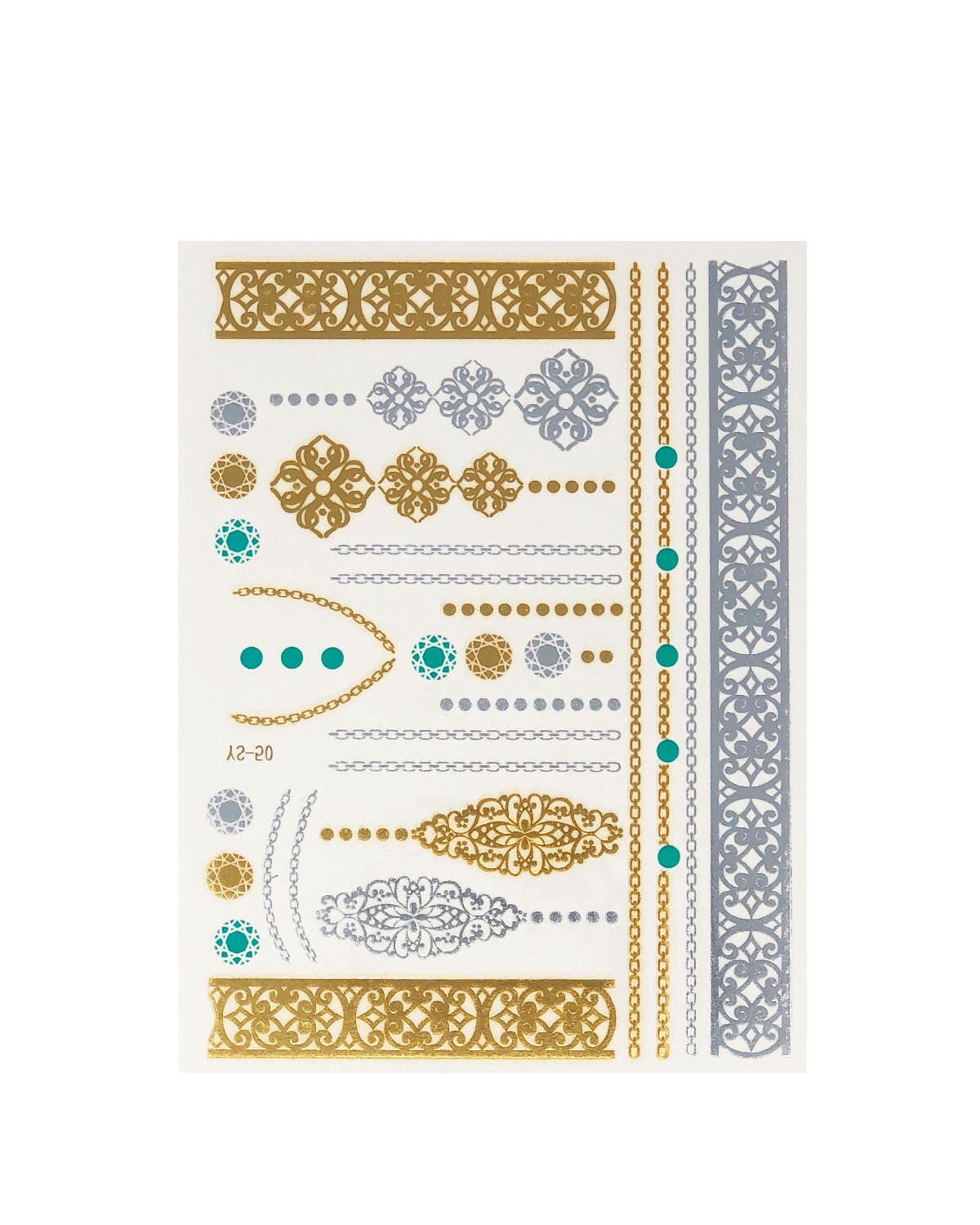 Wrapables Celebrity Inspired Temporary Tattoos in Metallic Gold Silver and Black (6 Sheets), Large, Triangles & Feathers