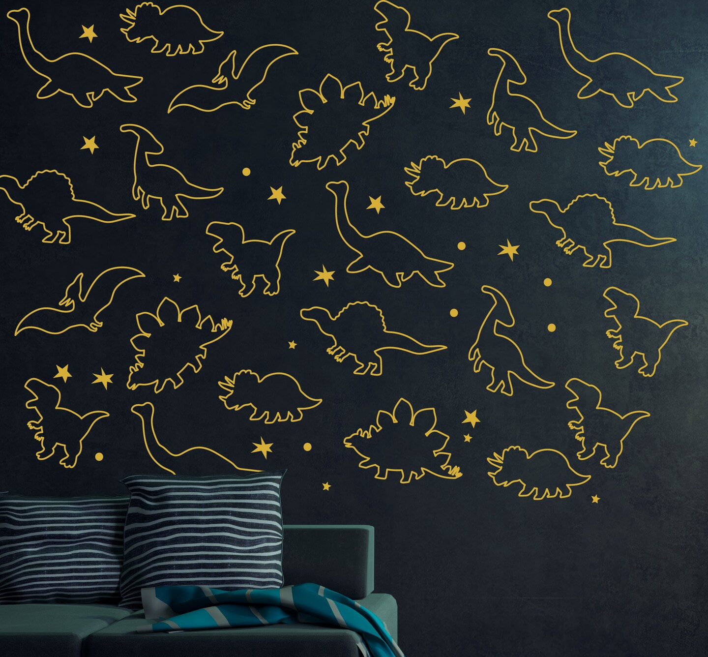 Space Dino Wall Decal Set, Astronaut Dinosaur Stars Stickers, Space ...