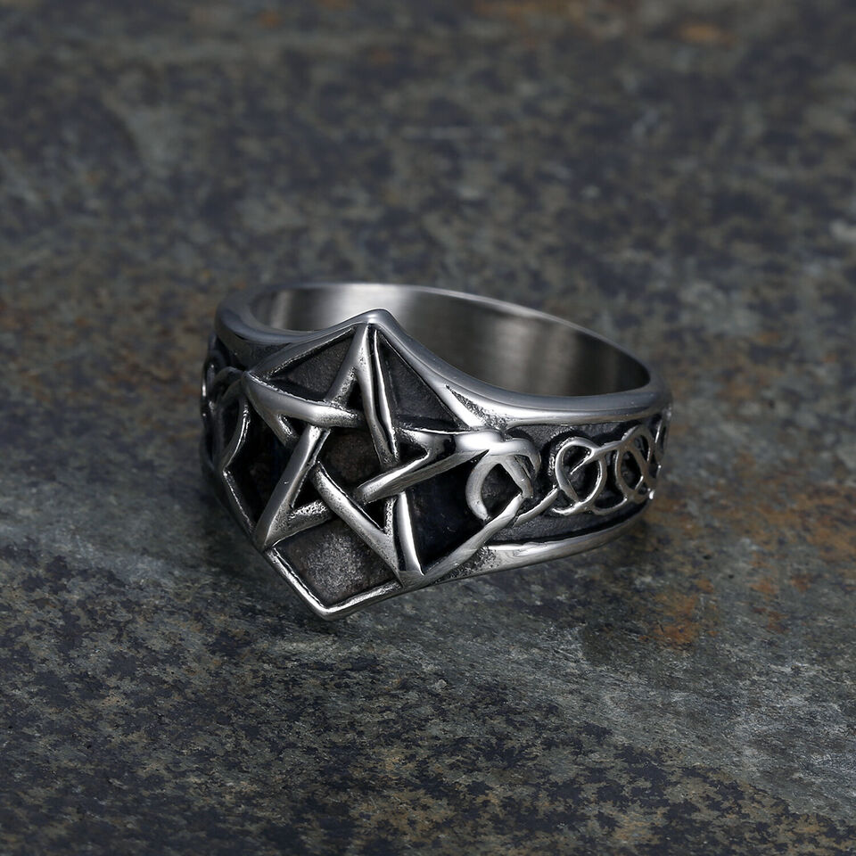 Size 10 Celtic Wiccan Pagan Pentagram Star Ring