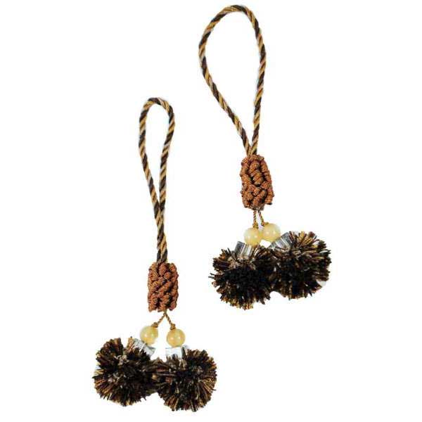 Zoe 6 1/2&#x22; Double Ball Tassel-Brown/Cinnamon-Pack of 2