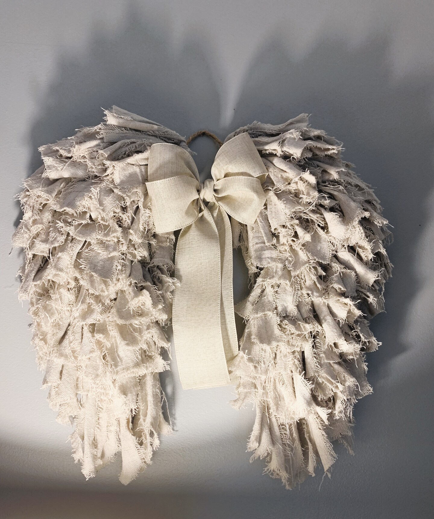 Angel Wings Shabby Chic Rag Wreath Rustic Art Deco Canvas 