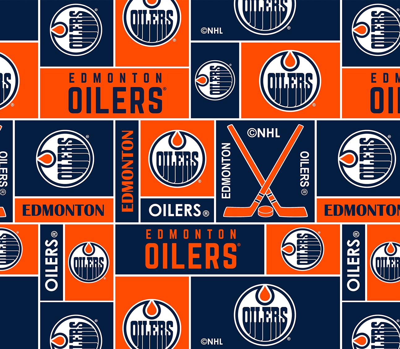 Sykel Enterprises NHL Team Fleece Blanket Fabric-Edmonton Oilers Geometric Fleece Fabric