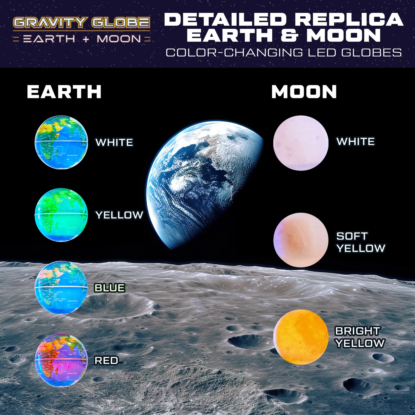 USA Toyz Gravity Globe Earth, Moon Balls, and C Frame Set