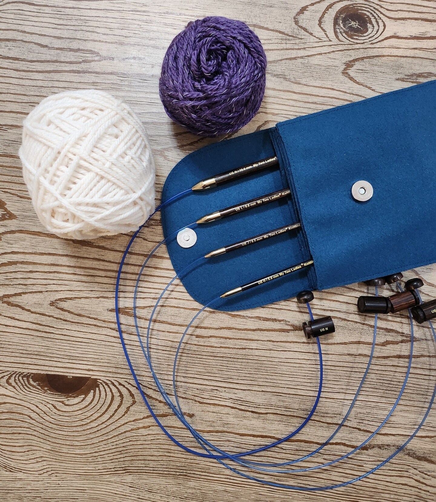 My Two Ladies Tunisian Adjustable Crochet Hook Set | 4 SIZES | H, J, L, N | w/custom felt case