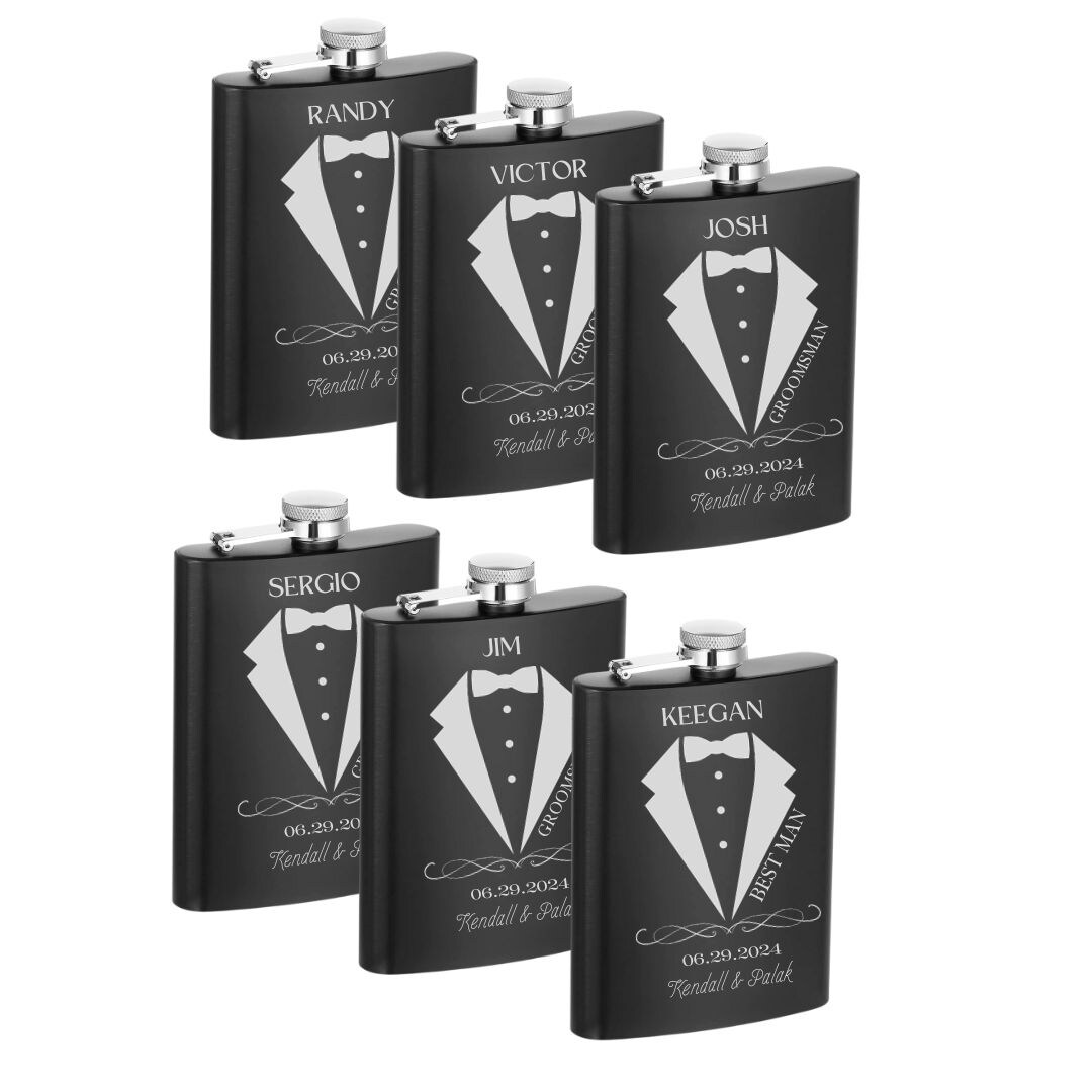 Personalized Tuxedo Flask Groomsmen Gifts For Wedding Customized