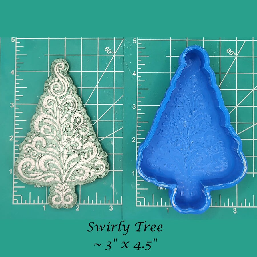 Swirly Christmas Tree Silicone Freshie Mold