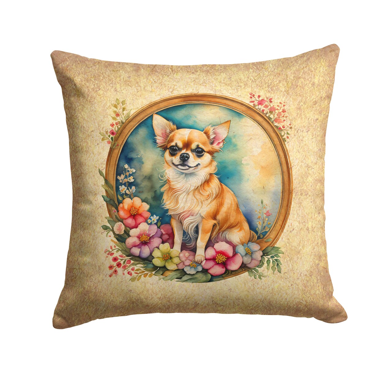 Caroline&#x27;s Treasures Chihuahua and Flowers Fabric Decorative Pillow