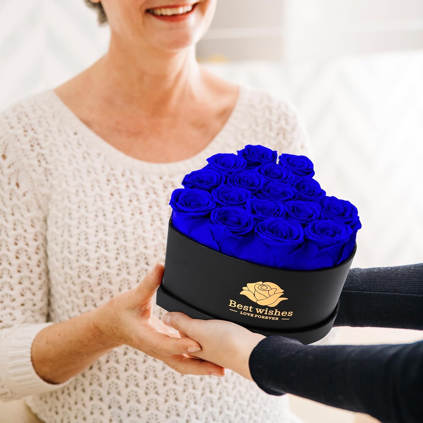 16Pcs Preserved Real Roses for Her in Heart Shape Box