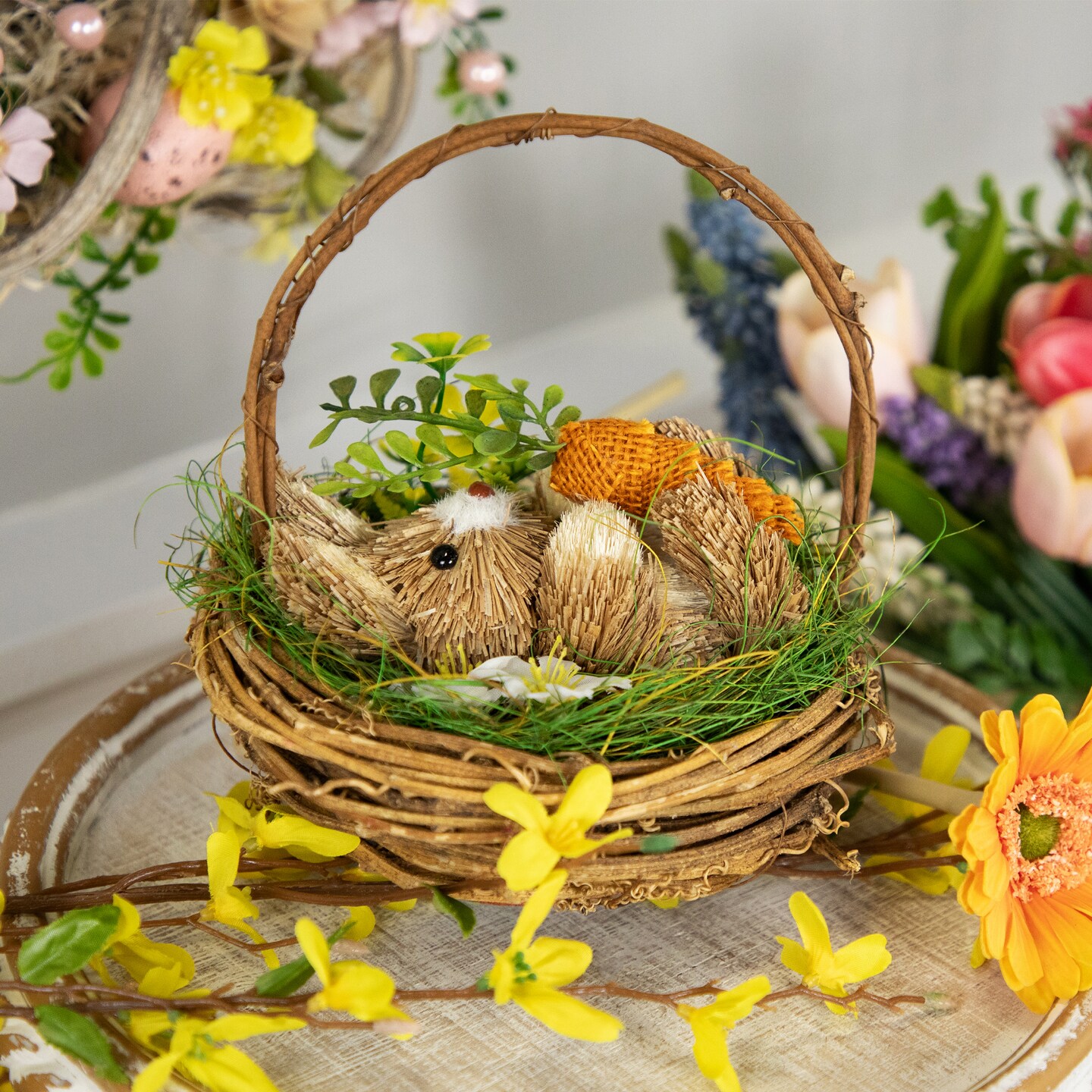 Northlight Sisal Easter Bunny in Woven Basket Decoration - 6.5&#x22;