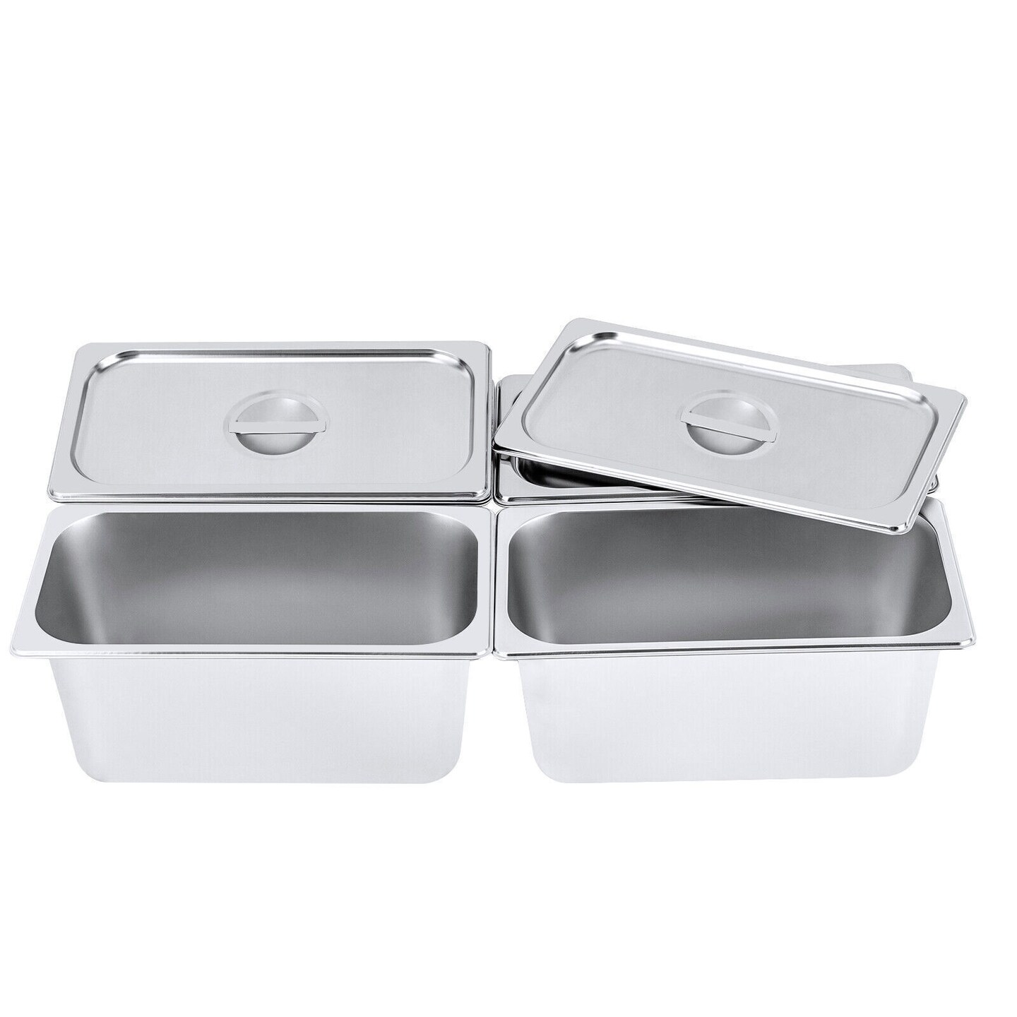 Kitcheniva 4PCS 6&#x22; Deep Stainless Steel Steam Table Pans With Lid