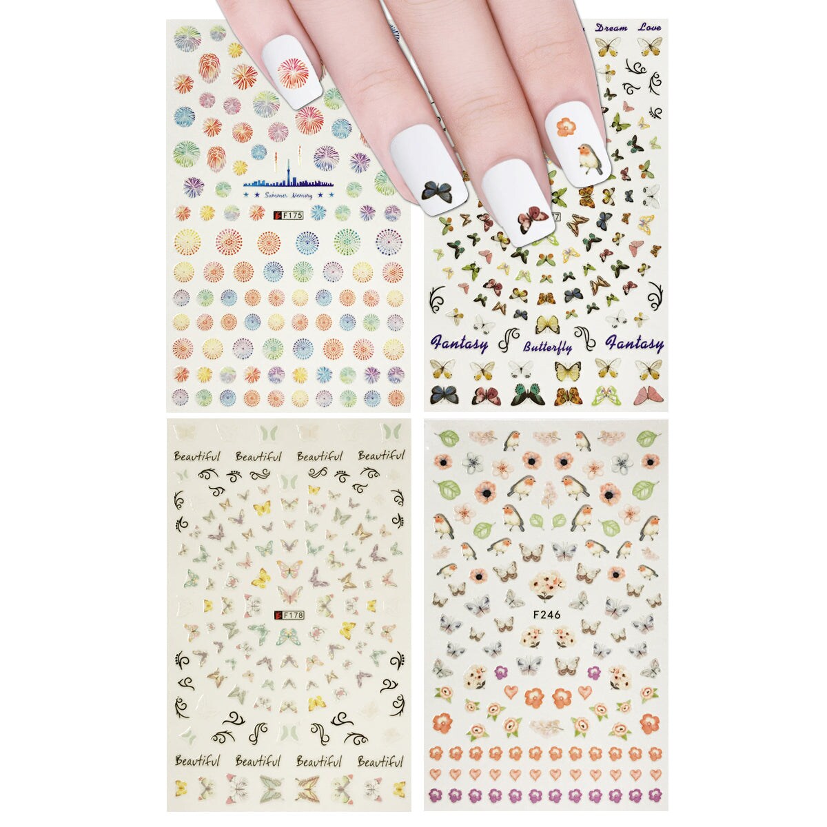 Wrapables 4 Sheets Nail Stickers Nail Art Set